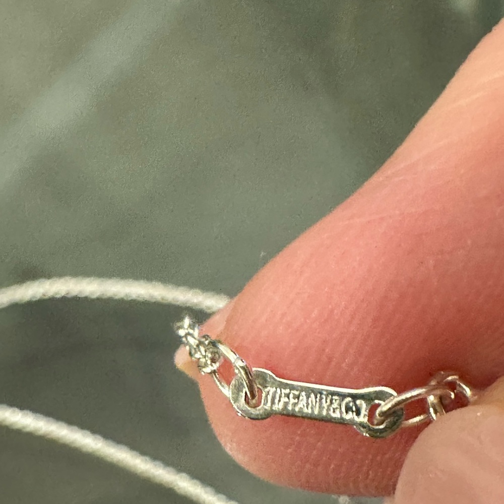 Authentic Tiffany & Co. Silver Open Teardrop Necklace - Picture 9 of 16